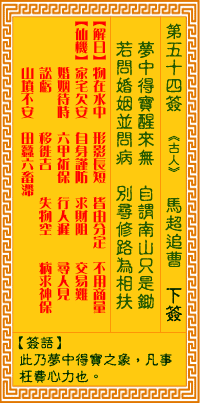觀音靈簽第54簽，觀音靈簽第五十四簽解簽全解