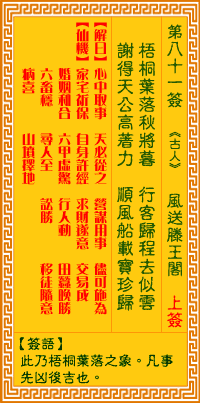觀音靈簽第81簽，觀音靈簽第八十一簽解簽全解