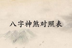 八字神煞對照表詳細解釋